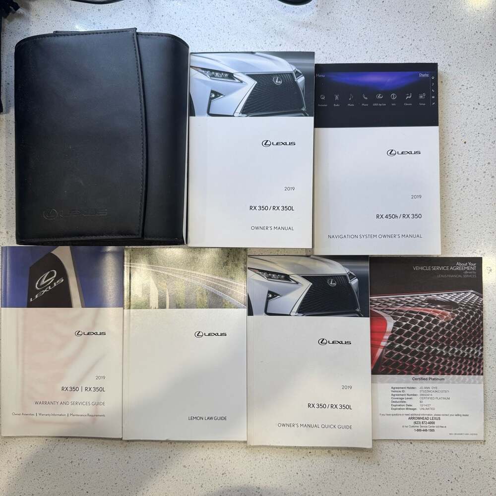 2019 Lexus RX 350 / RX 350L Owner's Manual Set with Leather Case
